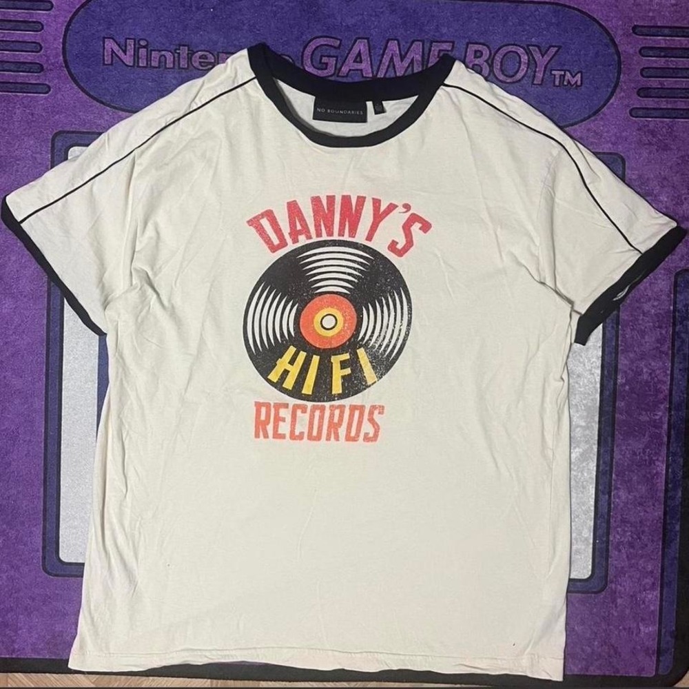 XL tan beige Danny's records with nice black accent, vinyl music record skater